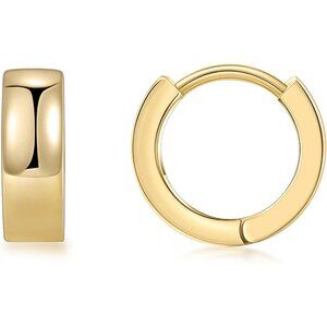 14K Gold Plated Huggie Earrings for Women 14K Real Gold Plated, 4mm Thick Small